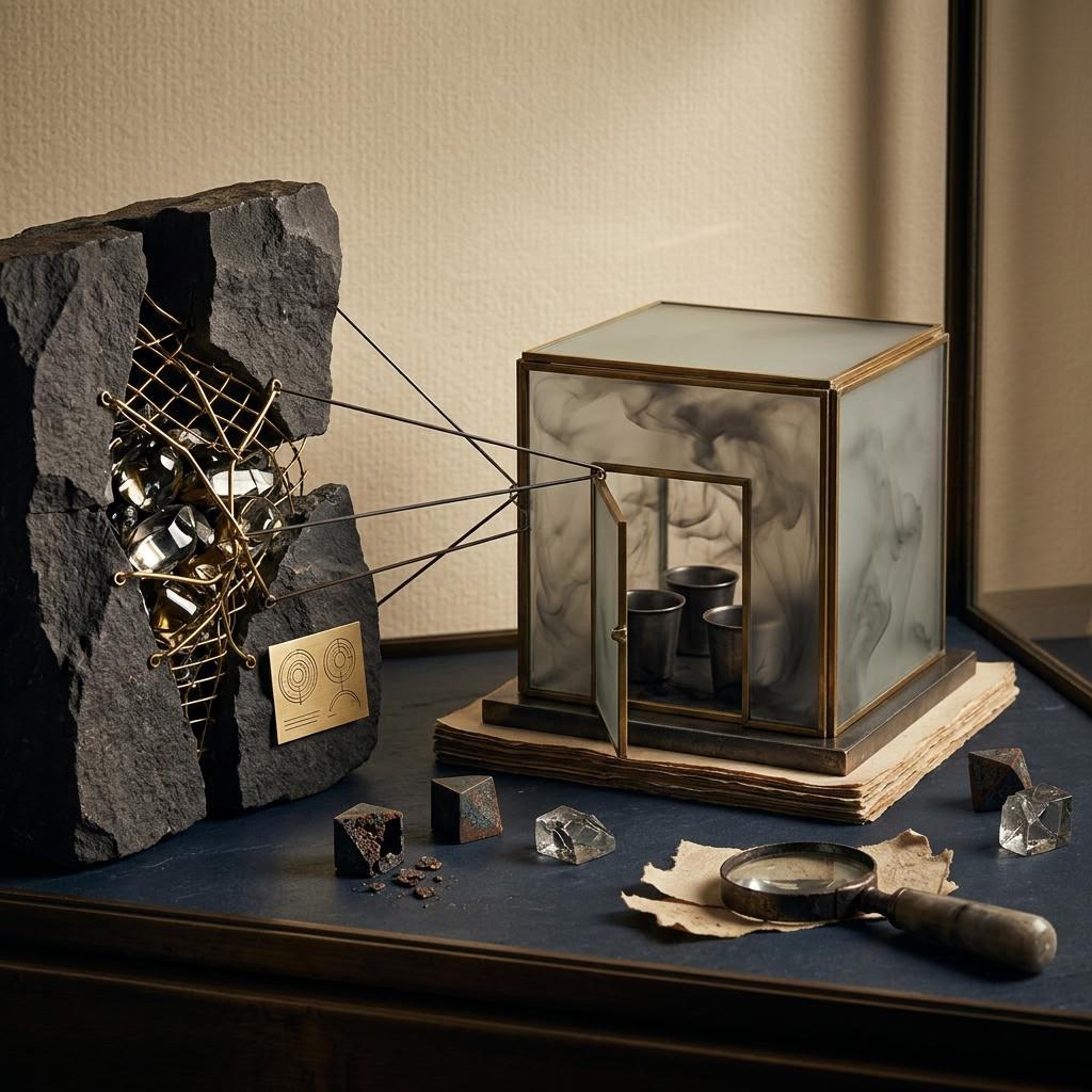 AI-generated conceptual editorial illustration for fake mining and staking schemes: evidence that matters